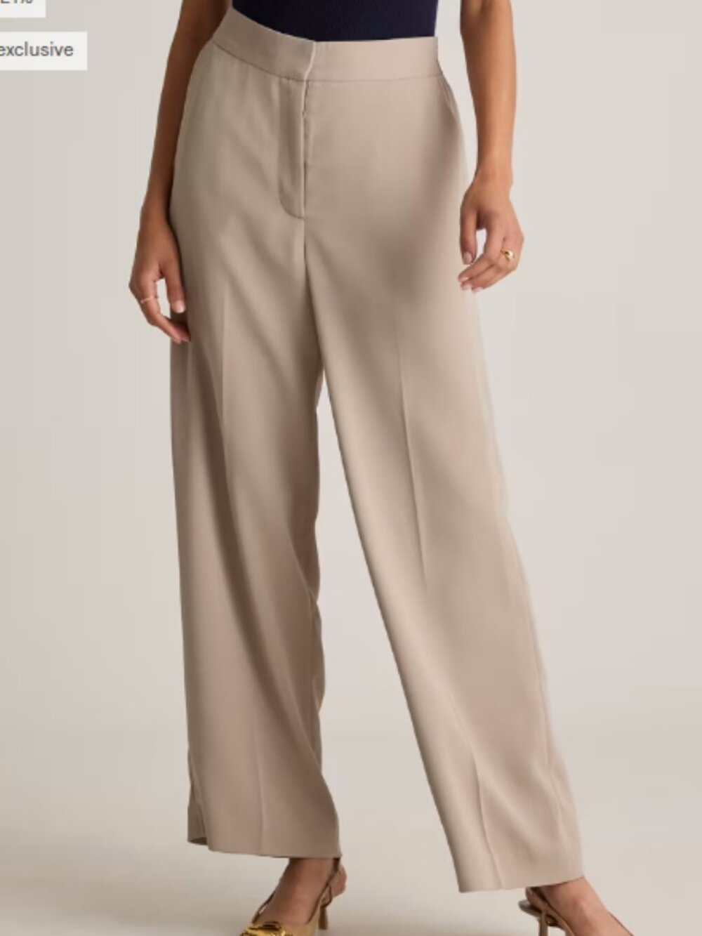 Quince stretch crepe Wide-Leg Trousers in morel grey